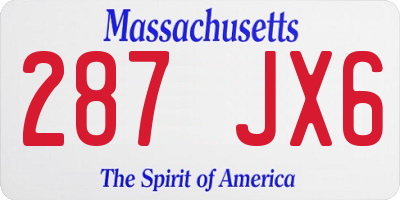 MA license plate 287JX6