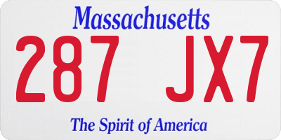 MA license plate 287JX7