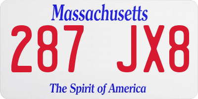 MA license plate 287JX8