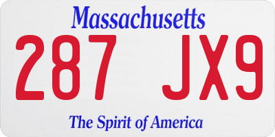 MA license plate 287JX9