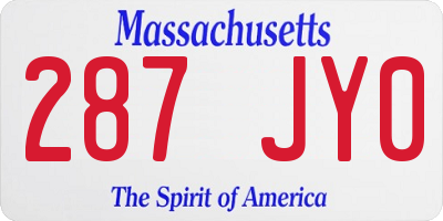 MA license plate 287JY0