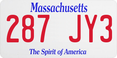 MA license plate 287JY3