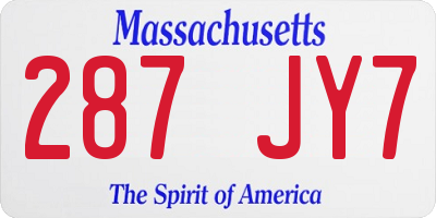 MA license plate 287JY7