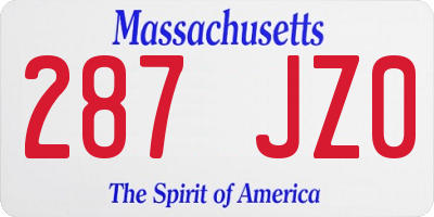MA license plate 287JZ0