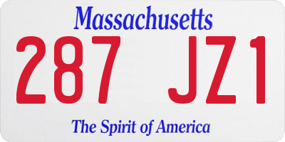 MA license plate 287JZ1