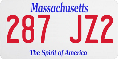 MA license plate 287JZ2