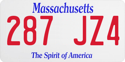 MA license plate 287JZ4