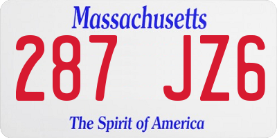 MA license plate 287JZ6