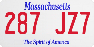 MA license plate 287JZ7