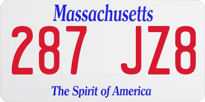 MA license plate 287JZ8