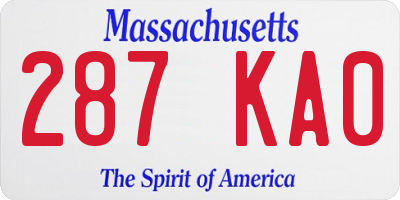 MA license plate 287KA0