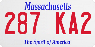 MA license plate 287KA2