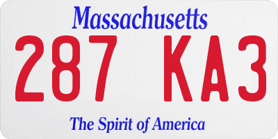 MA license plate 287KA3