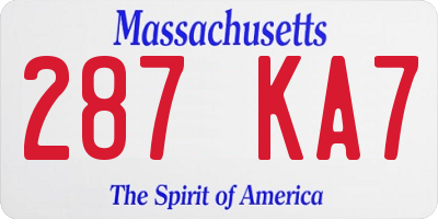 MA license plate 287KA7