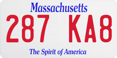 MA license plate 287KA8