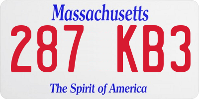 MA license plate 287KB3