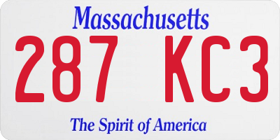 MA license plate 287KC3