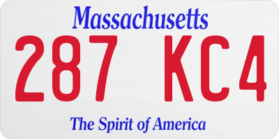 MA license plate 287KC4