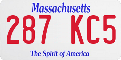 MA license plate 287KC5