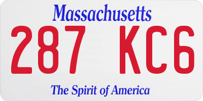 MA license plate 287KC6