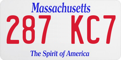 MA license plate 287KC7
