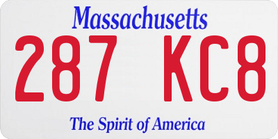 MA license plate 287KC8