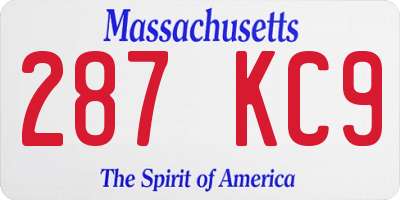 MA license plate 287KC9