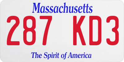 MA license plate 287KD3