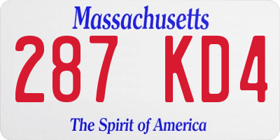 MA license plate 287KD4