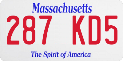 MA license plate 287KD5