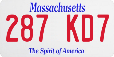 MA license plate 287KD7