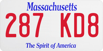 MA license plate 287KD8