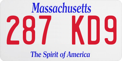 MA license plate 287KD9