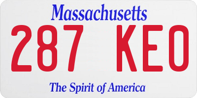 MA license plate 287KE0