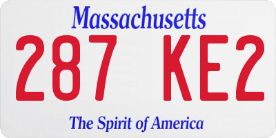 MA license plate 287KE2