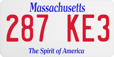 MA license plate 287KE3