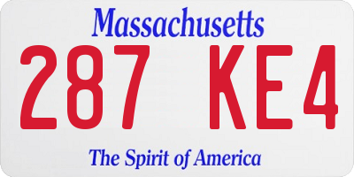 MA license plate 287KE4