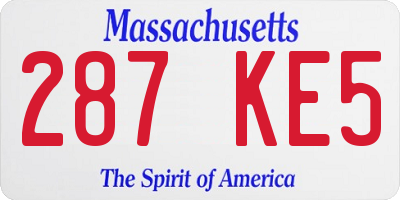 MA license plate 287KE5