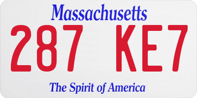 MA license plate 287KE7