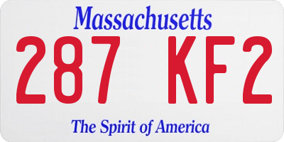 MA license plate 287KF2