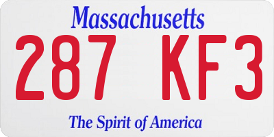 MA license plate 287KF3