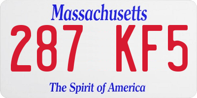 MA license plate 287KF5