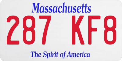 MA license plate 287KF8