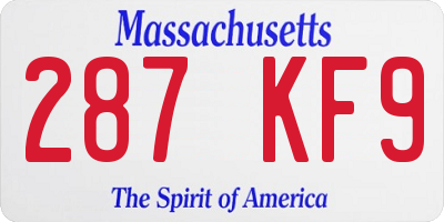 MA license plate 287KF9