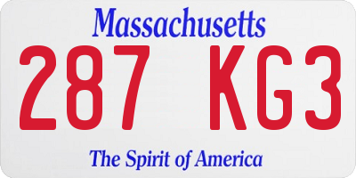 MA license plate 287KG3