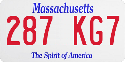 MA license plate 287KG7