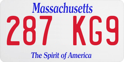 MA license plate 287KG9