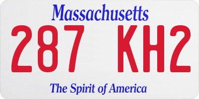 MA license plate 287KH2
