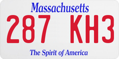 MA license plate 287KH3