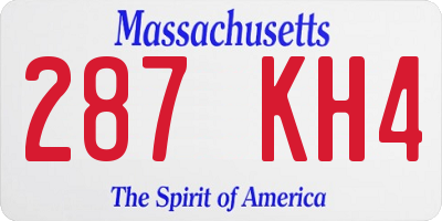 MA license plate 287KH4